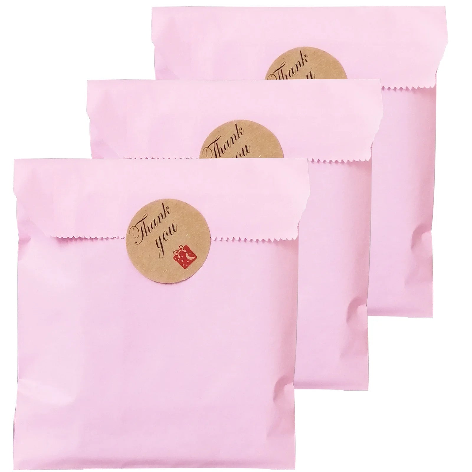 Pochette papier avec autocollant rose