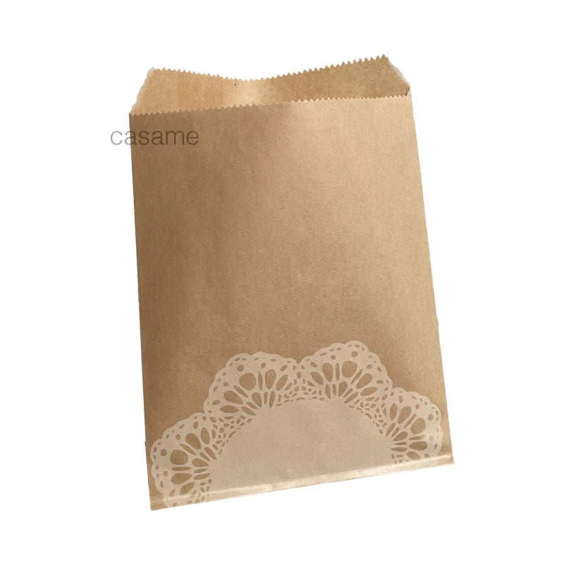 Pochette papier kraft motif napperon en dentelle