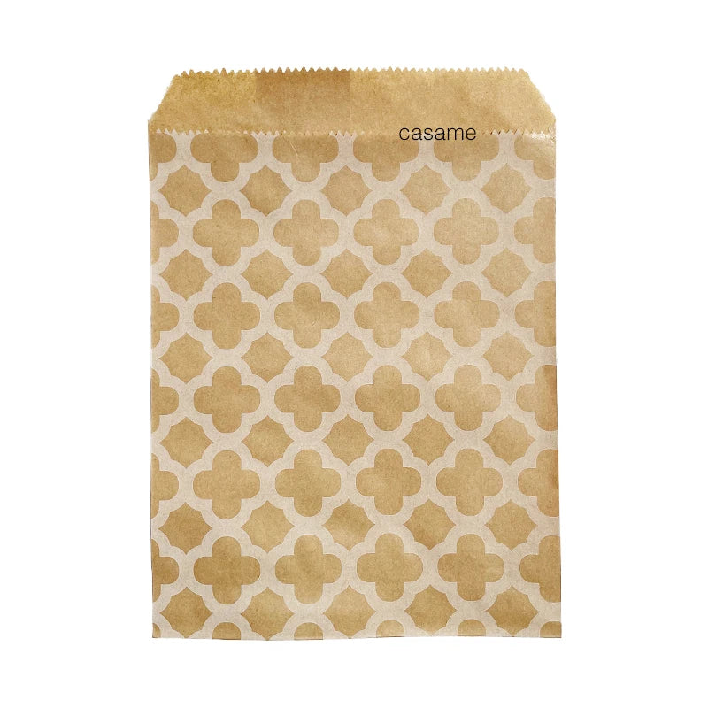 Pochette papier quadrilobe or et blanc