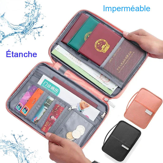 Pochette à passeport visuel ouvert rose  noir 