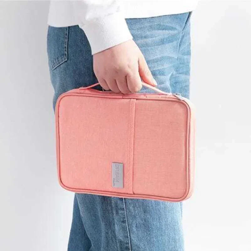 Pochette à passeport visuel rose porté main poignée 