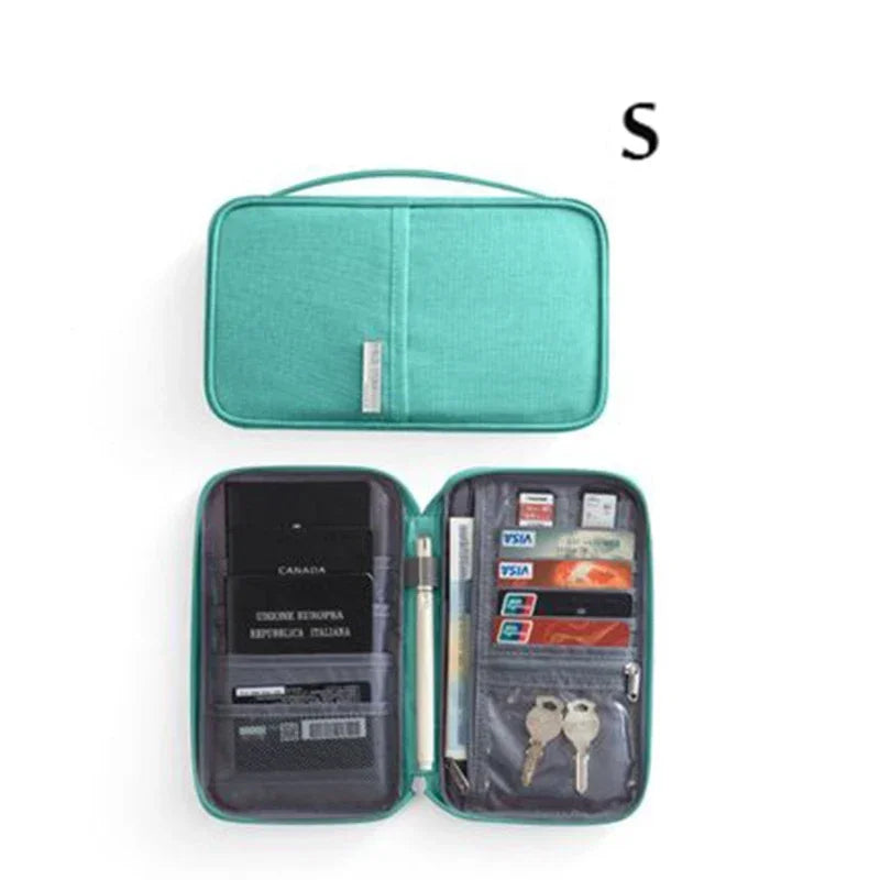 Pochette à passeport visuel vert format S ouvert avec compartiments  