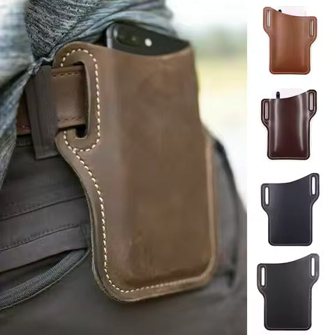 Pochette portable ceinture effet cuir noir marron clair  café visuel