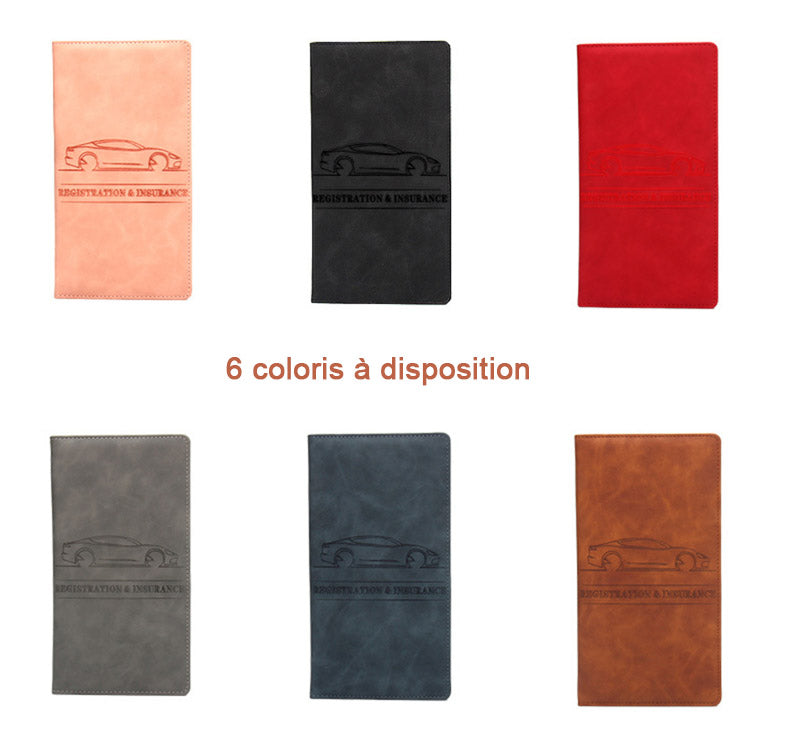 Pochette pour carte grise 6 coloris
