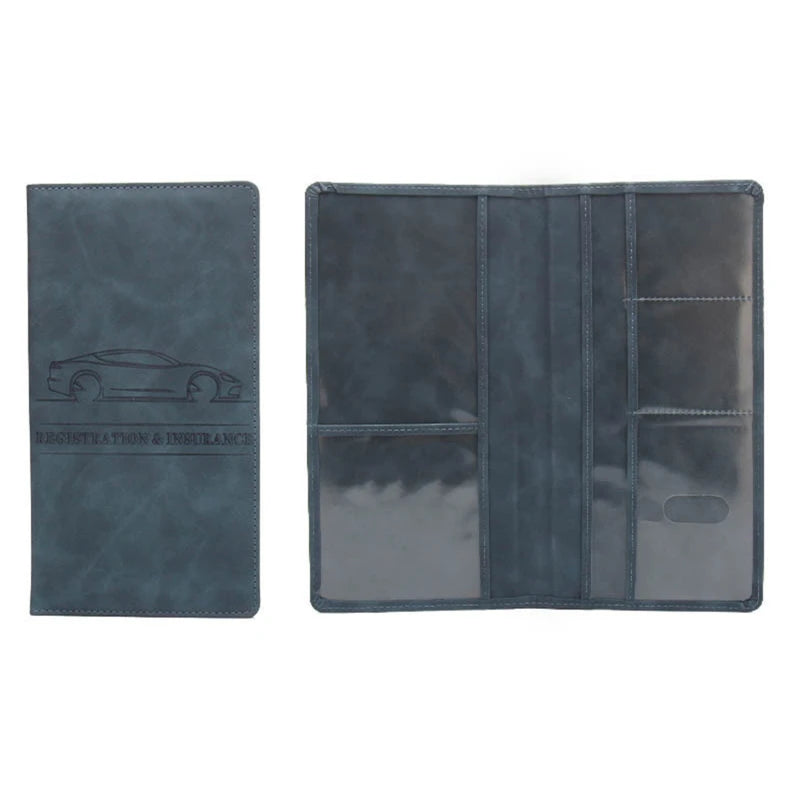 Pochette pour carte grise bleue