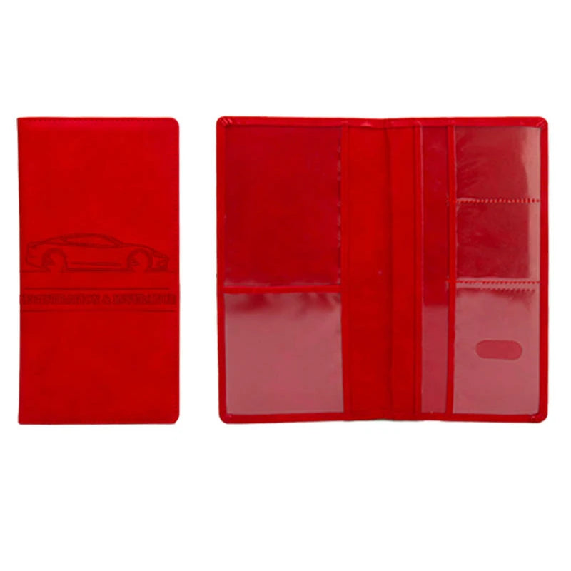 Pochette pour carte grise caramel rouge Ferrari