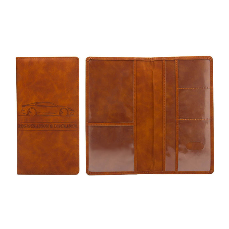 Pochette pour carte grise fauve caramel