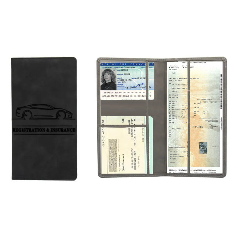 Pochette pour carte grise multi compartiments