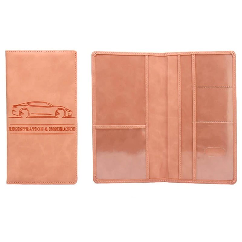 Pochette pour carte grise rose peche