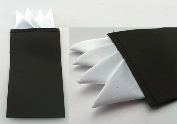 Pochette pour costume pre-pliee 4 pointes blanches