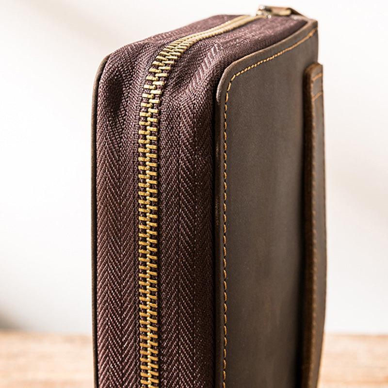 Pochette pour homme cuir veritable fermeture Eclair