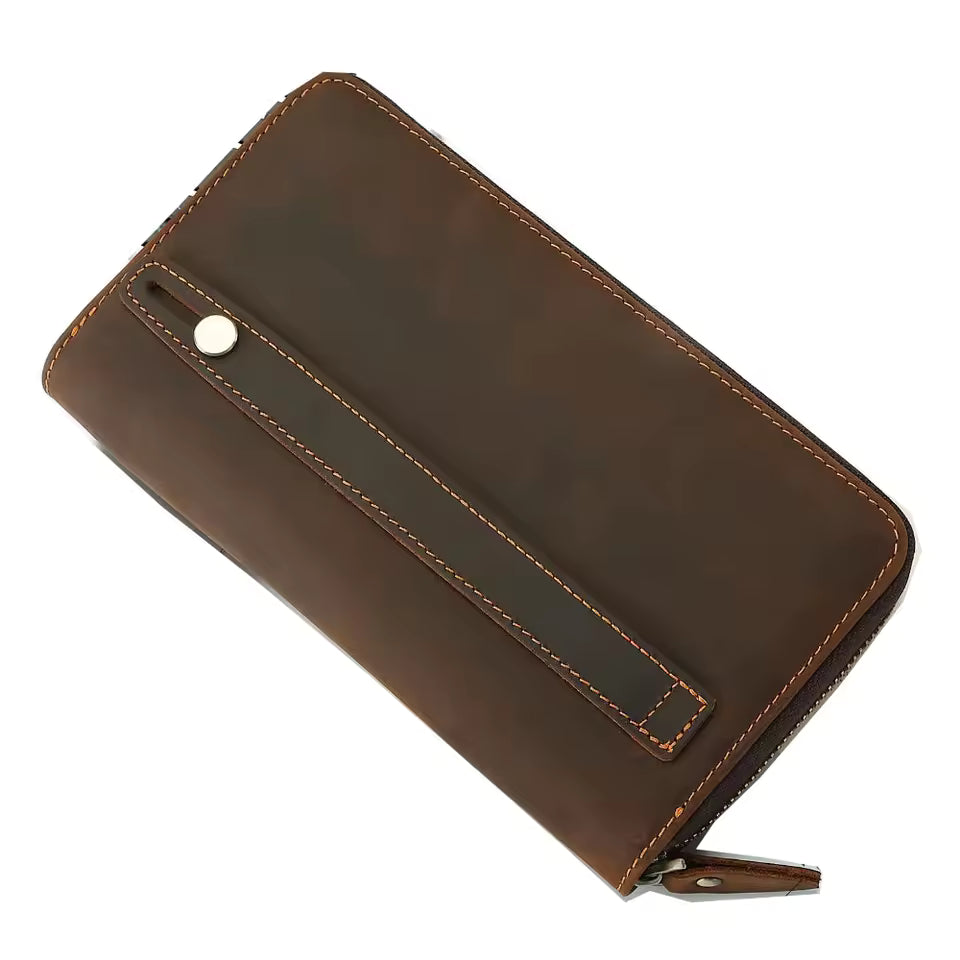 Pochette pour homme cuir veritable marron café