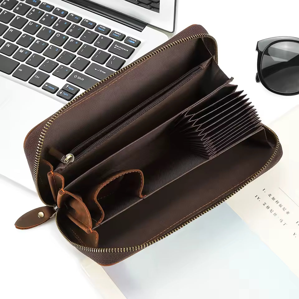 Pochette pour homme cuir veritable ouverte vide