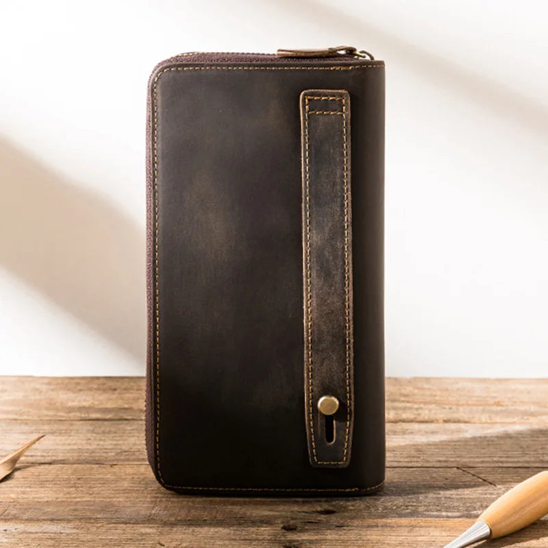 Pochette pour homme cuir veritable poignee cuir