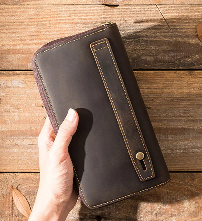 Pochette pour homme cuir veritable poignee laterale