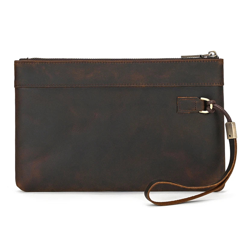 Pochette pour homme en cuir veritable Marron / café