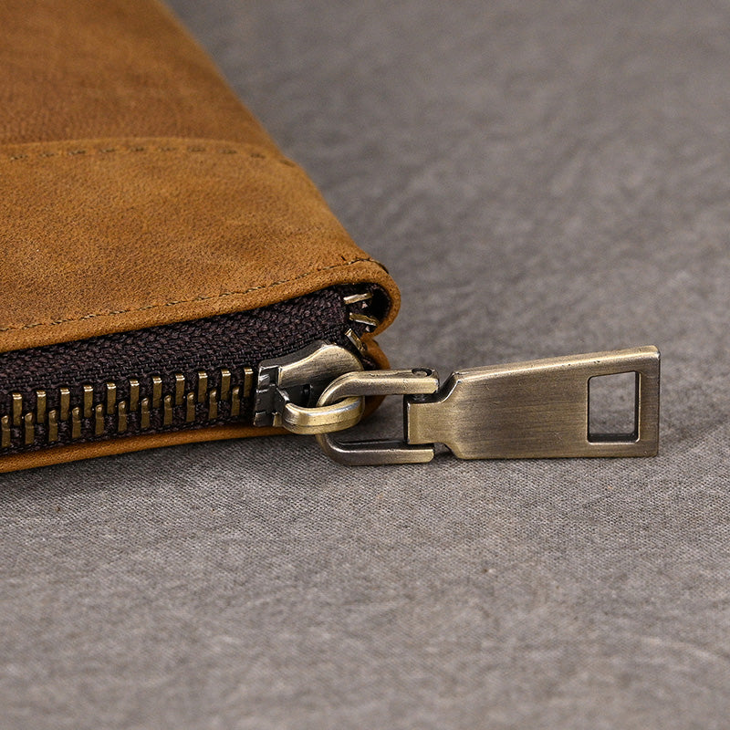 Pochette pour homme en cuir veritable fermeture eclair