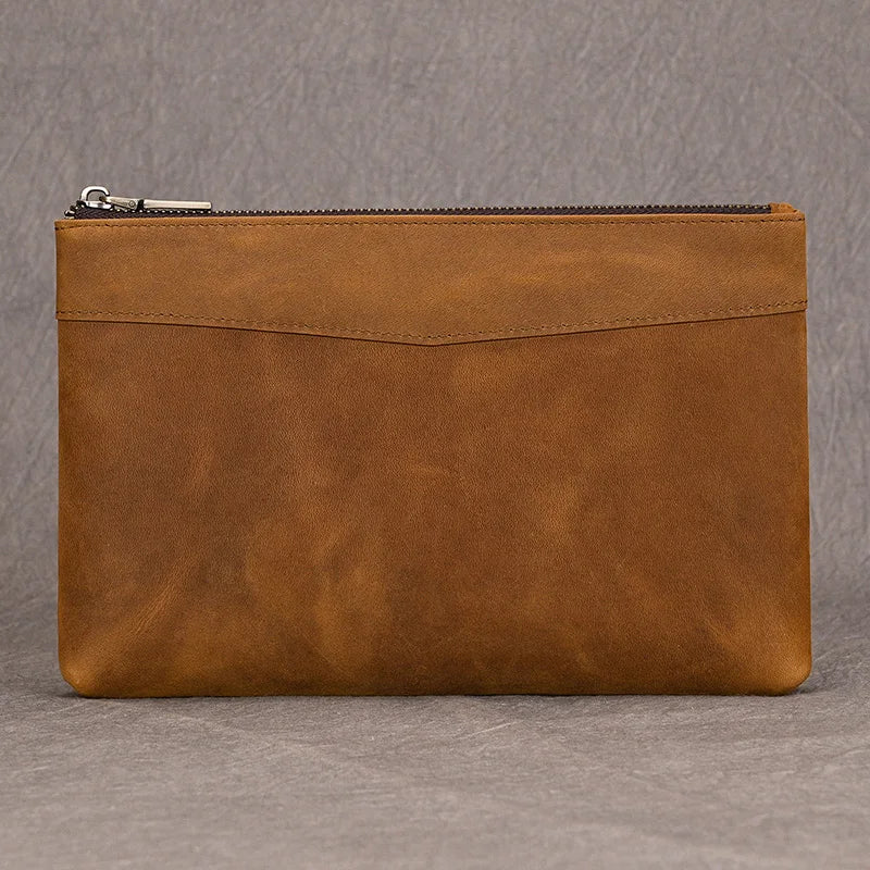 Pochette pour homme en cuir veritable recto