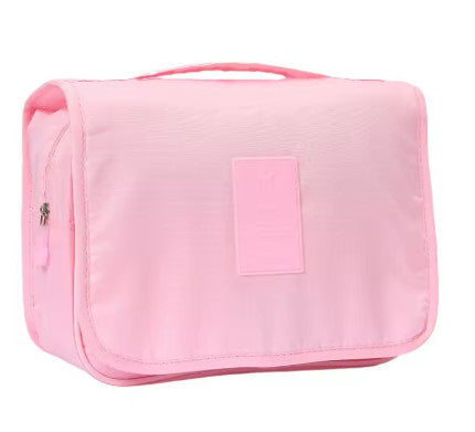 Pochette pour maquillage avec crochet pour suspension visuel face rose 