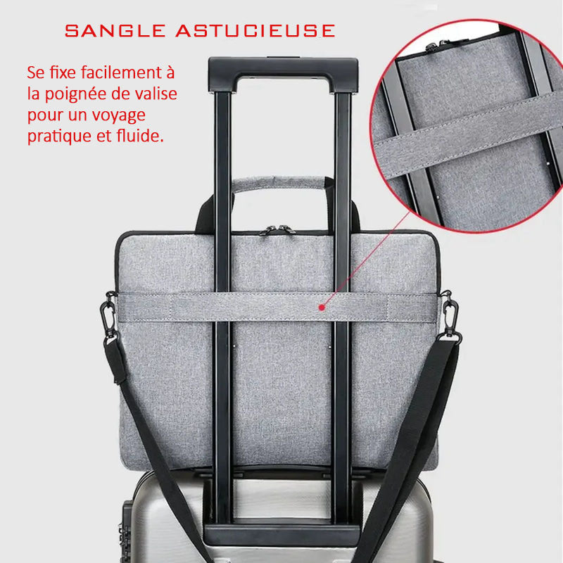 Pochette pour ordinateur sangle arrière pour fixation sur poignée télescopique valise