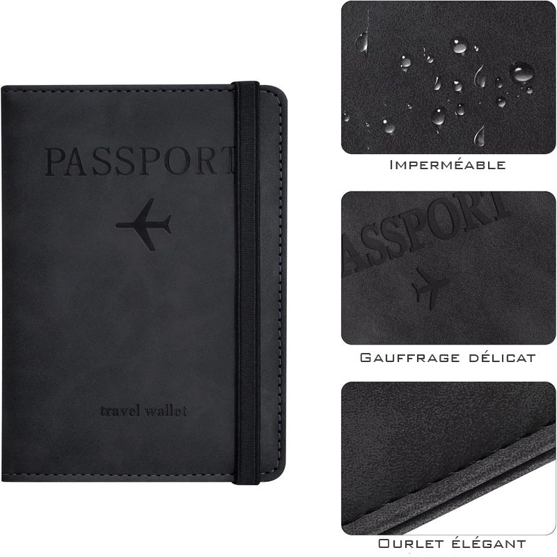 Pochette pour passeport Imperméable visuel noir 