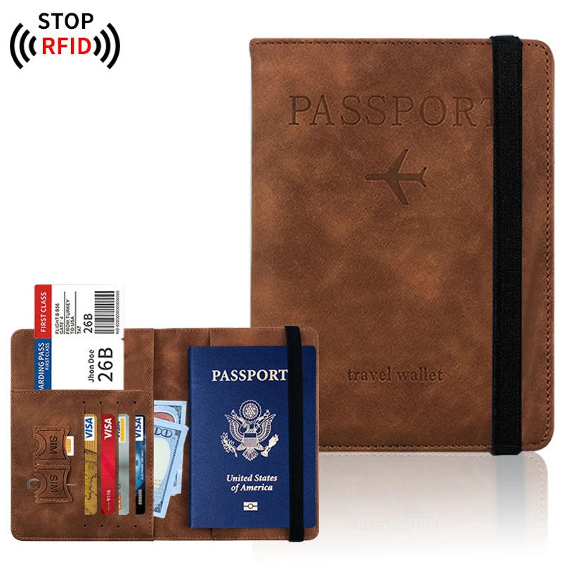 Pochette pour passeport  Marron Fauve