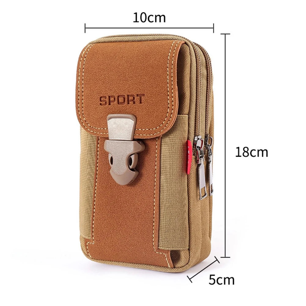 Pochette pour telephone 10x18 cm fauve & beige