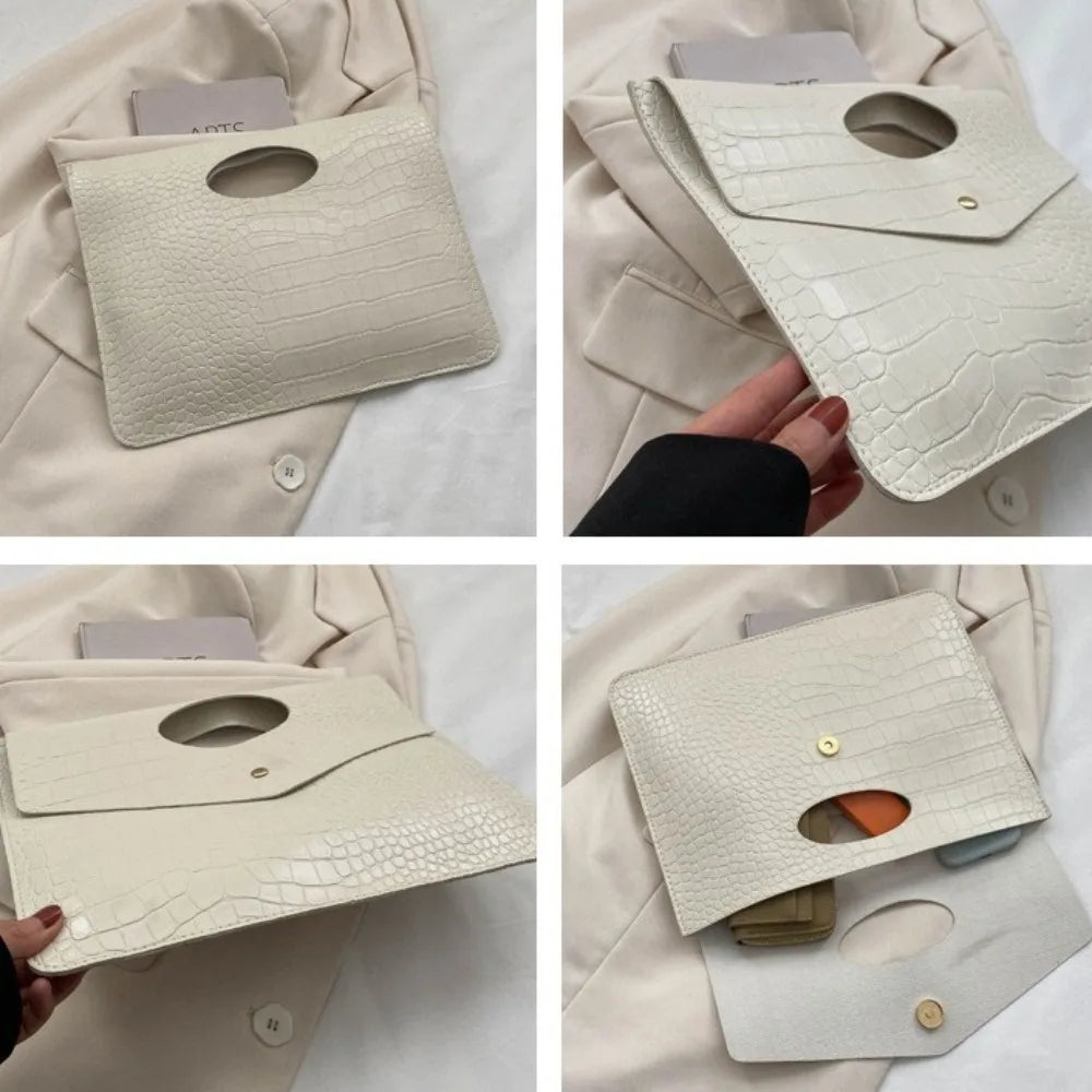 Pochette sac à main poignée crocodile