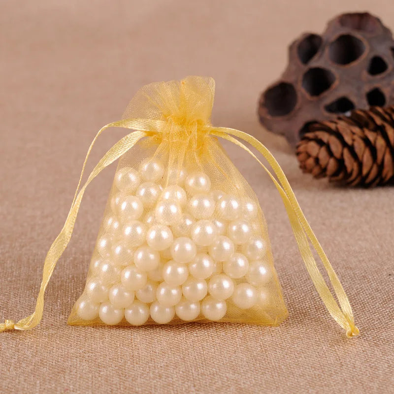 Pochette sachet organza jaune