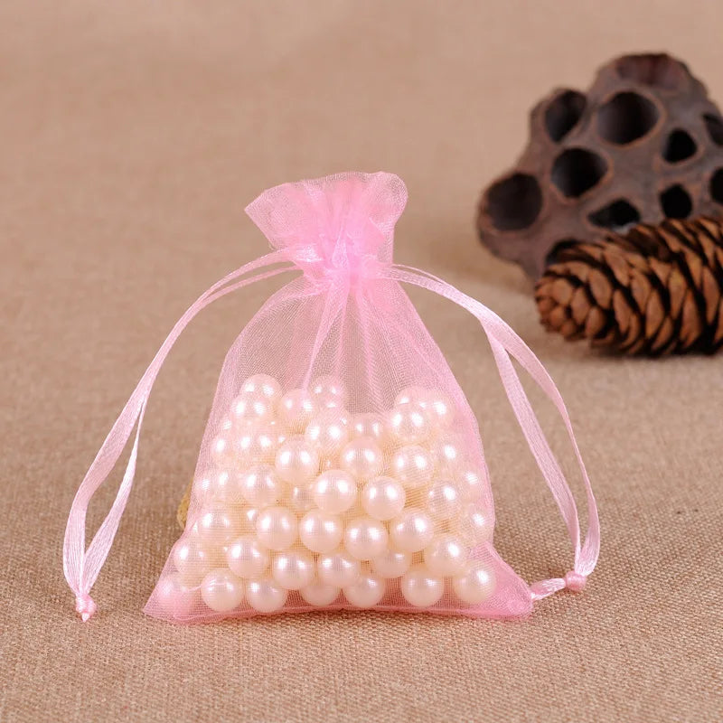 Pochette sachet organza rose