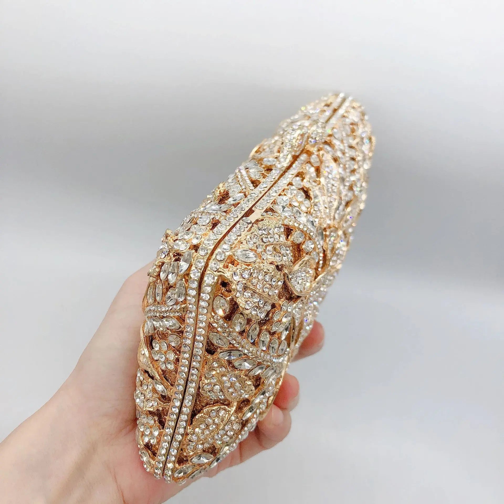 Pochette soiree floral diamants et or luxe 3/4