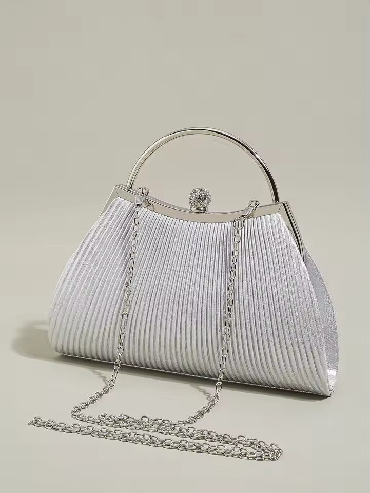 Pochette soirée lady luxe plissée satin Argent