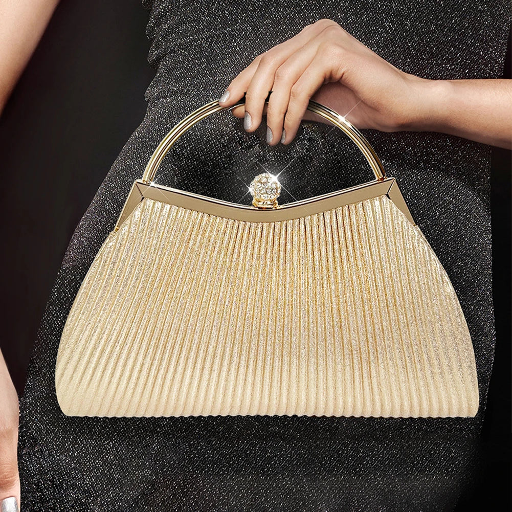 Pochette soirée lady luxe   plissée satin  OR