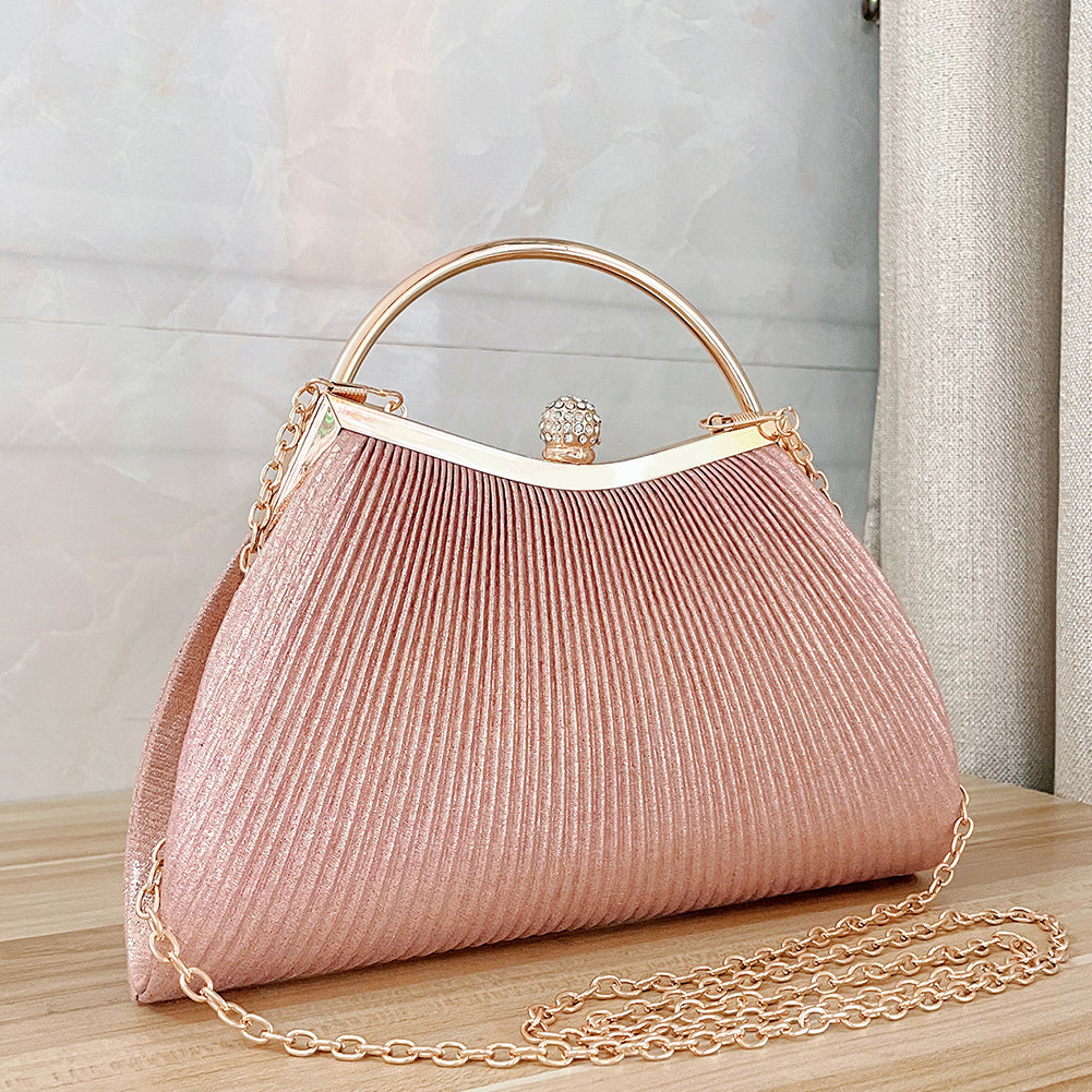 Pochette soirée lady luxe plissée satin rose