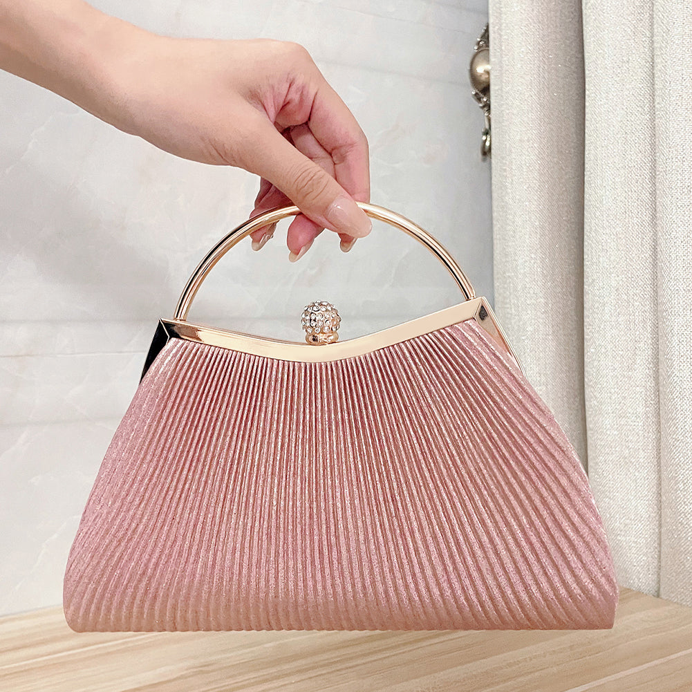 Pochette soirée lady luxe plissée satin rose visuel 