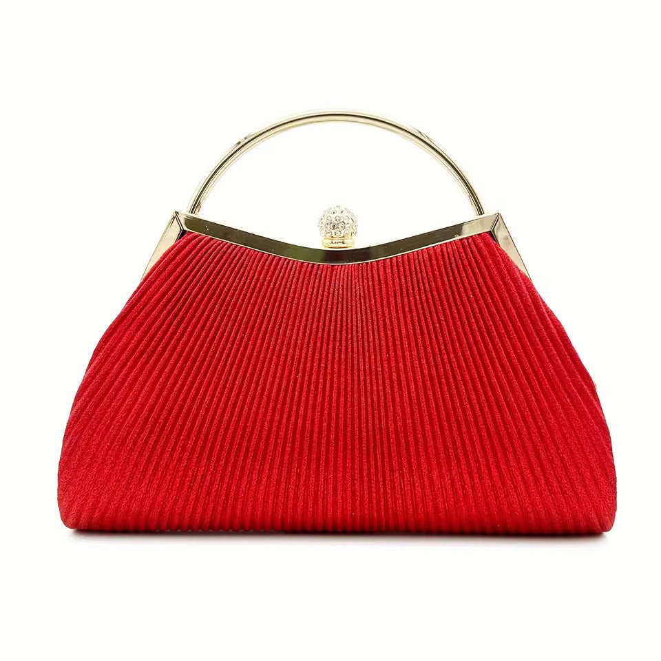 Pochette soirée lady luxe  rouge plissée satin 