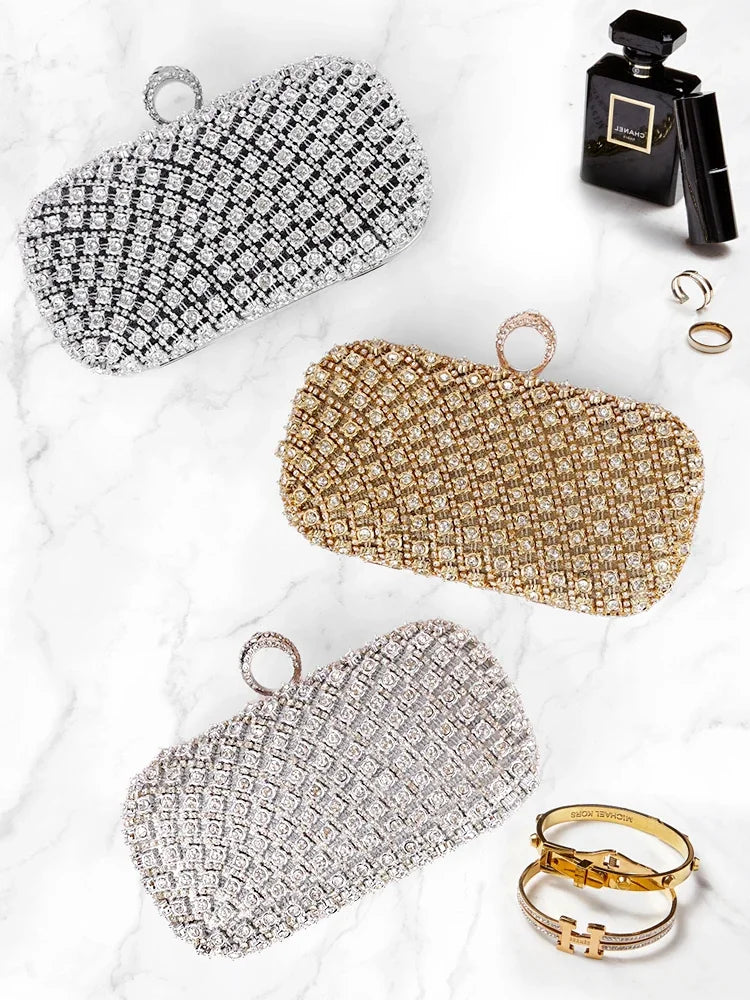 Pochette soiree or argent noir et diamant visuel 3 versions 