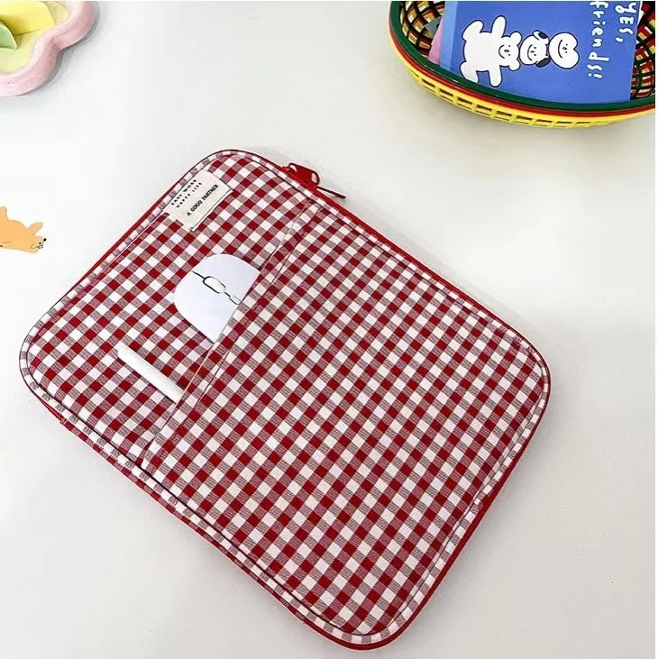 Pochette tablette Vichy rouge