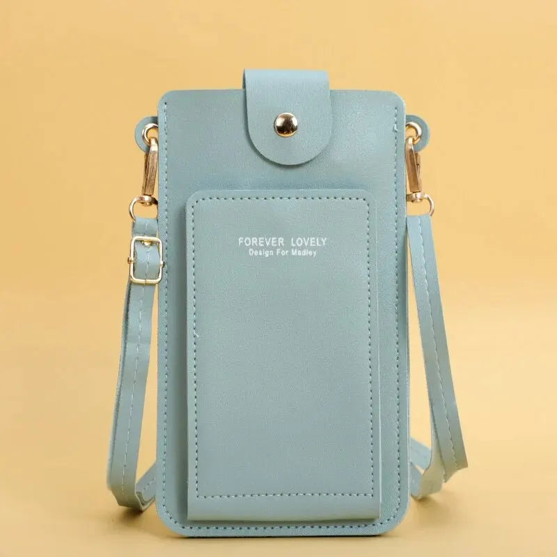 Pochette telephone bandouliere bleu celadon