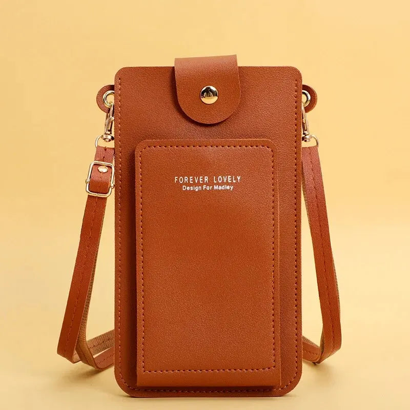 Pochette telephone bandouliere fauve