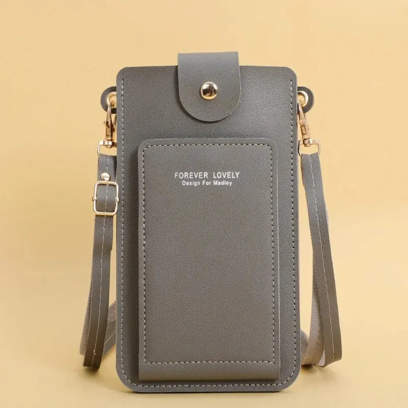 Pochette telephone bandouliere gris taupe
