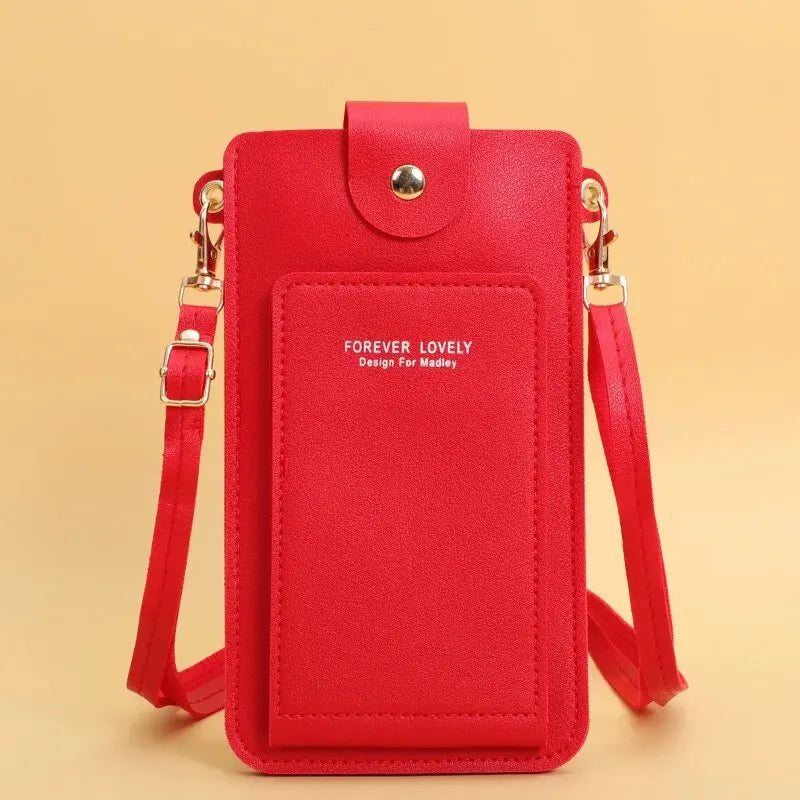 Pochette telephone bandouliere rouge eclatant