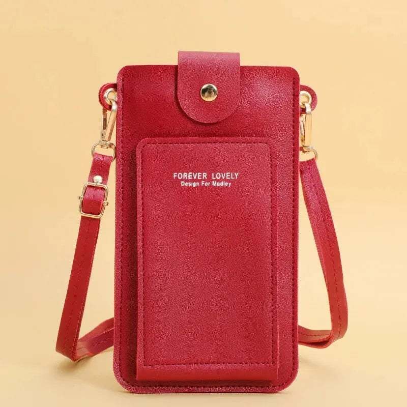Pochette telephone bandouliere rouge framboise