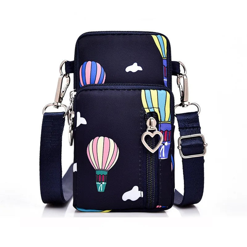 Pochette telephone portable femme montgolfieres bleu marine