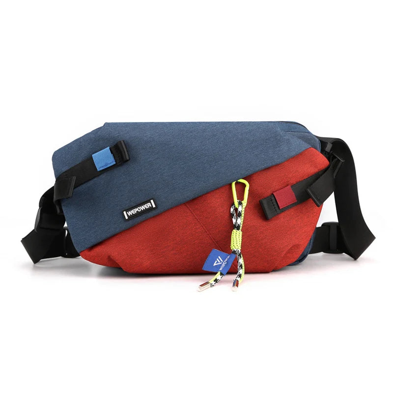 Pochette voyage bandoulière bleue  et rouge 