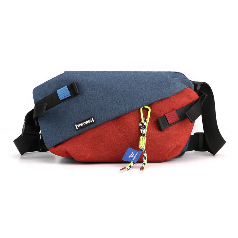 Pochette voyage bandouliere visuel rouge et bleu