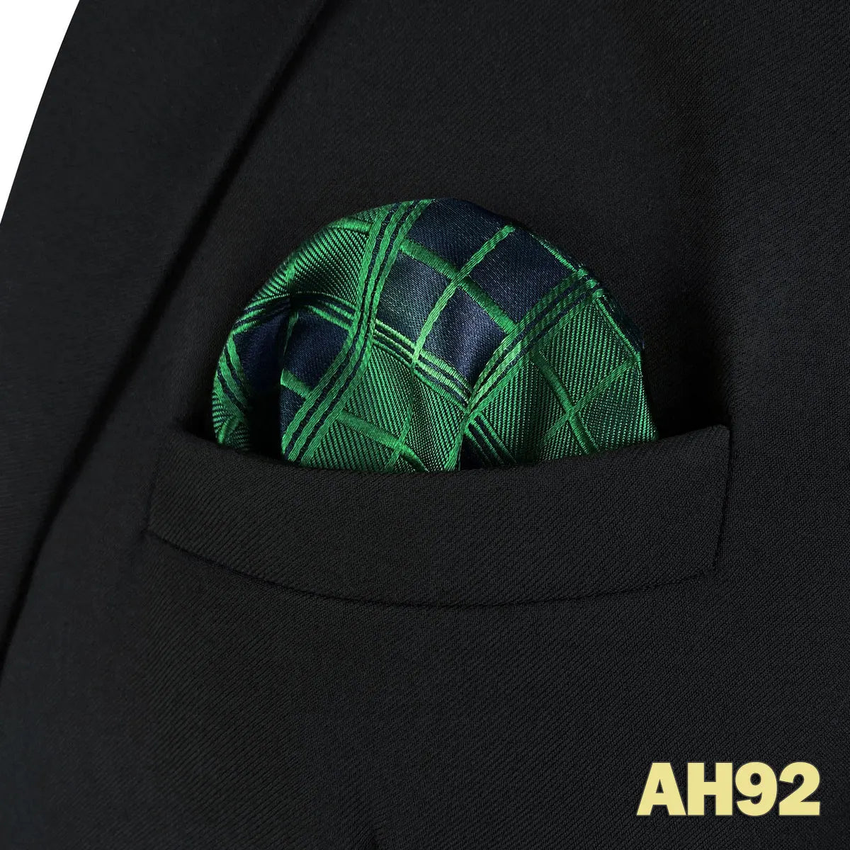 Pochettes de costume carreaux noirs et verts