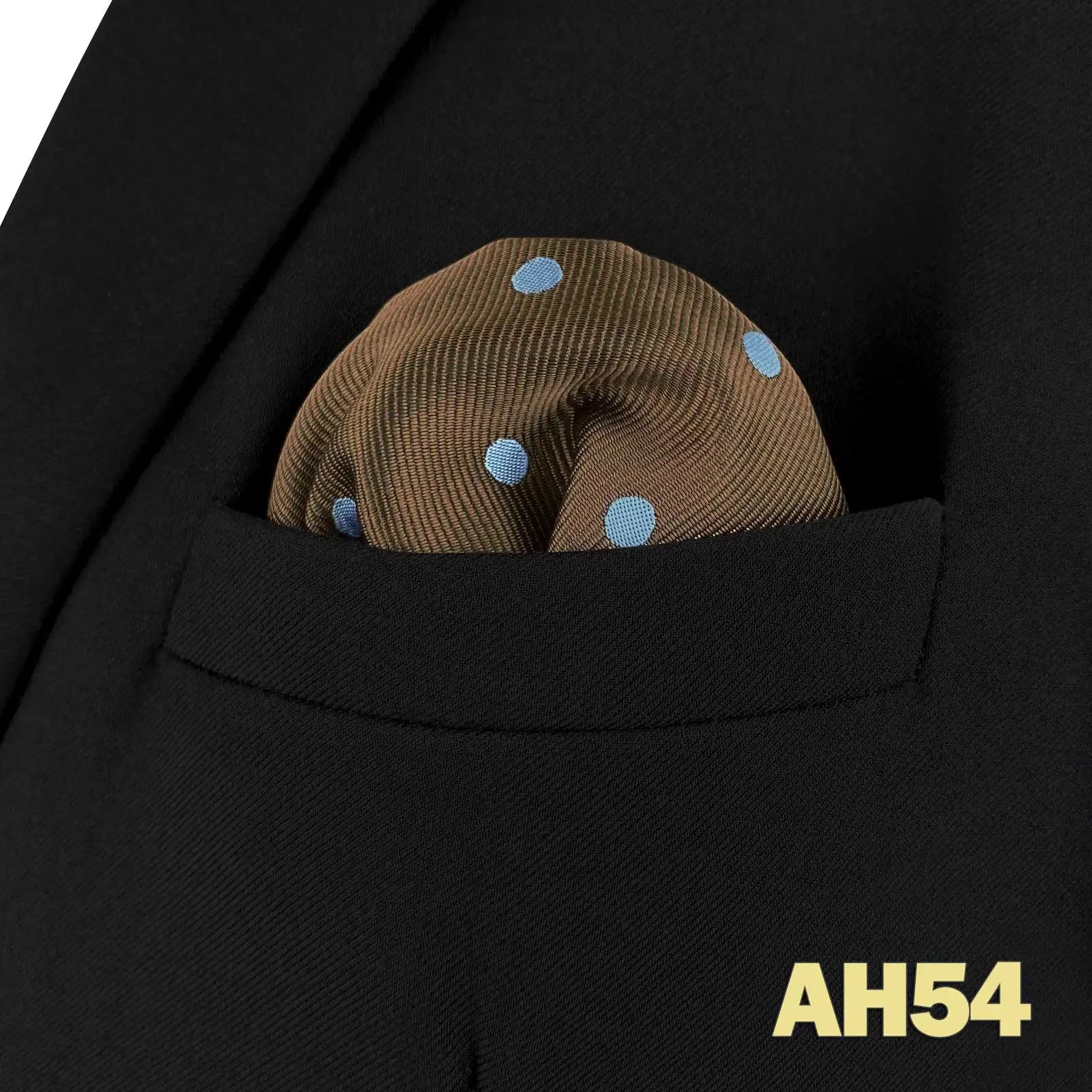 Pochettes de costume marron a pois bleu ciel
