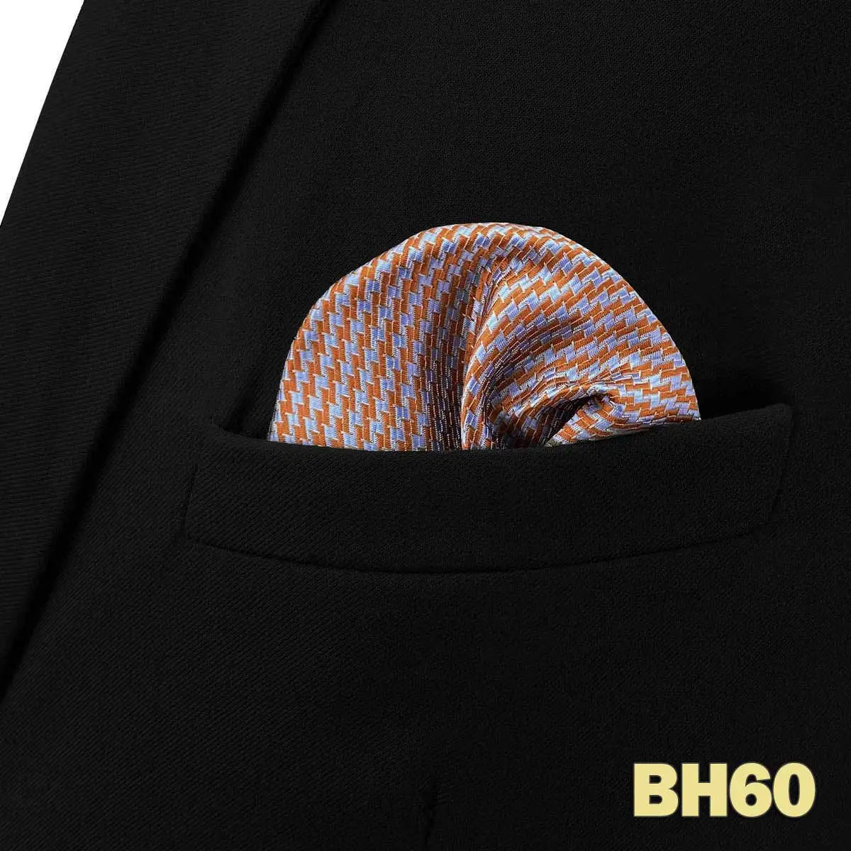 Pochettes de costume rayures pied de poule orange et gris
