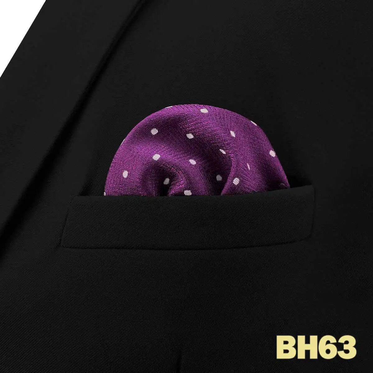 Pochettes de costume violet parme a pois blanc
